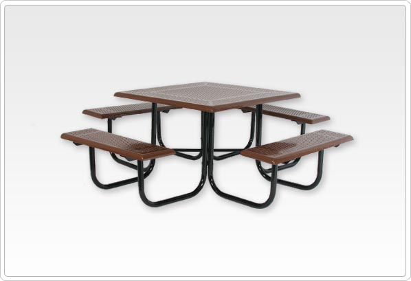 Square Picnic Table with 1 5-8 Beveled Edge Perforated Steel Square Picnic Table with 1 5-8 Beveled Edge Perforated Steel