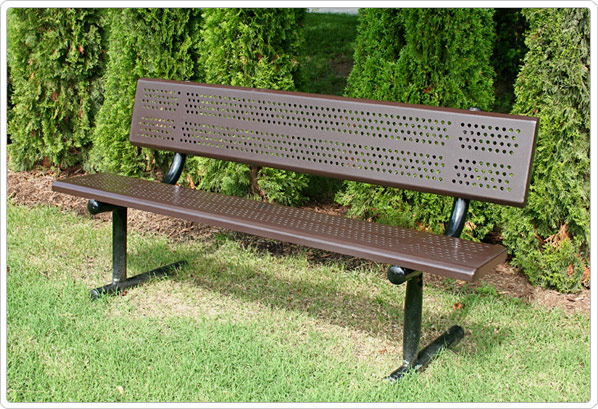 Standard Bench with Back 6ft Beveled Edge Perforated Standard Bench with Back 6ft Beveled Edge Perforated