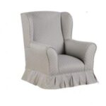 Upholstered Wing Chair in Grey Dot for playhouse