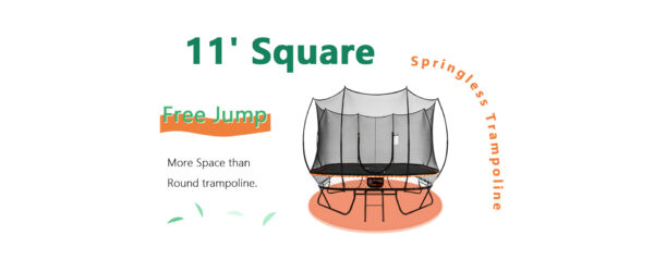 Trampoline: Square 11ft Springless with Enclosure - Image 2