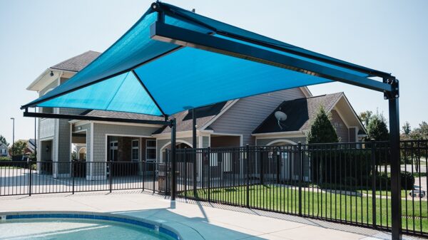 hanging cantilever shade, square cantilever umbrella shade, shade structure, commercial shade structure, sail structure, custom shade structure, Commercial shade structures, shade canopy