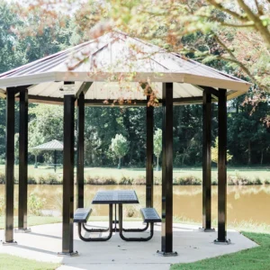 octagon shelter, hexagon duo-top shelter, hexagon shelter, square duo top shelter, square shelter, commercial shelter, shade structure, commercial shade structure, shelter structure, custom shade structure, Commercial shelter structure, park shelter