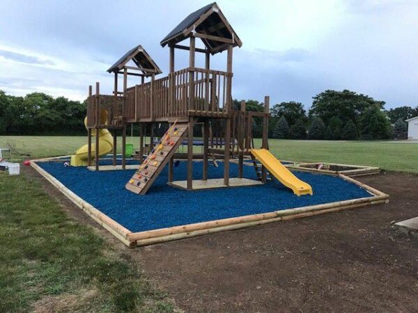 rubber mulch, shredded rubber mulch, recycled rubber, playground groundcover, safety surfacing, playground safety surfacing, ground cover for playgrounds, recycled rubber for playgrounds