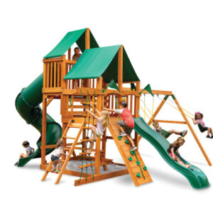 Great Skye I w/ Amber Posts and Deluxe Green Vinyl Canopy (Gorilla Playsets)