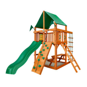 Chateau Tower w/ Amber Posts and Deluxe Green Vinyl Canopy (Gorilla Playsets)