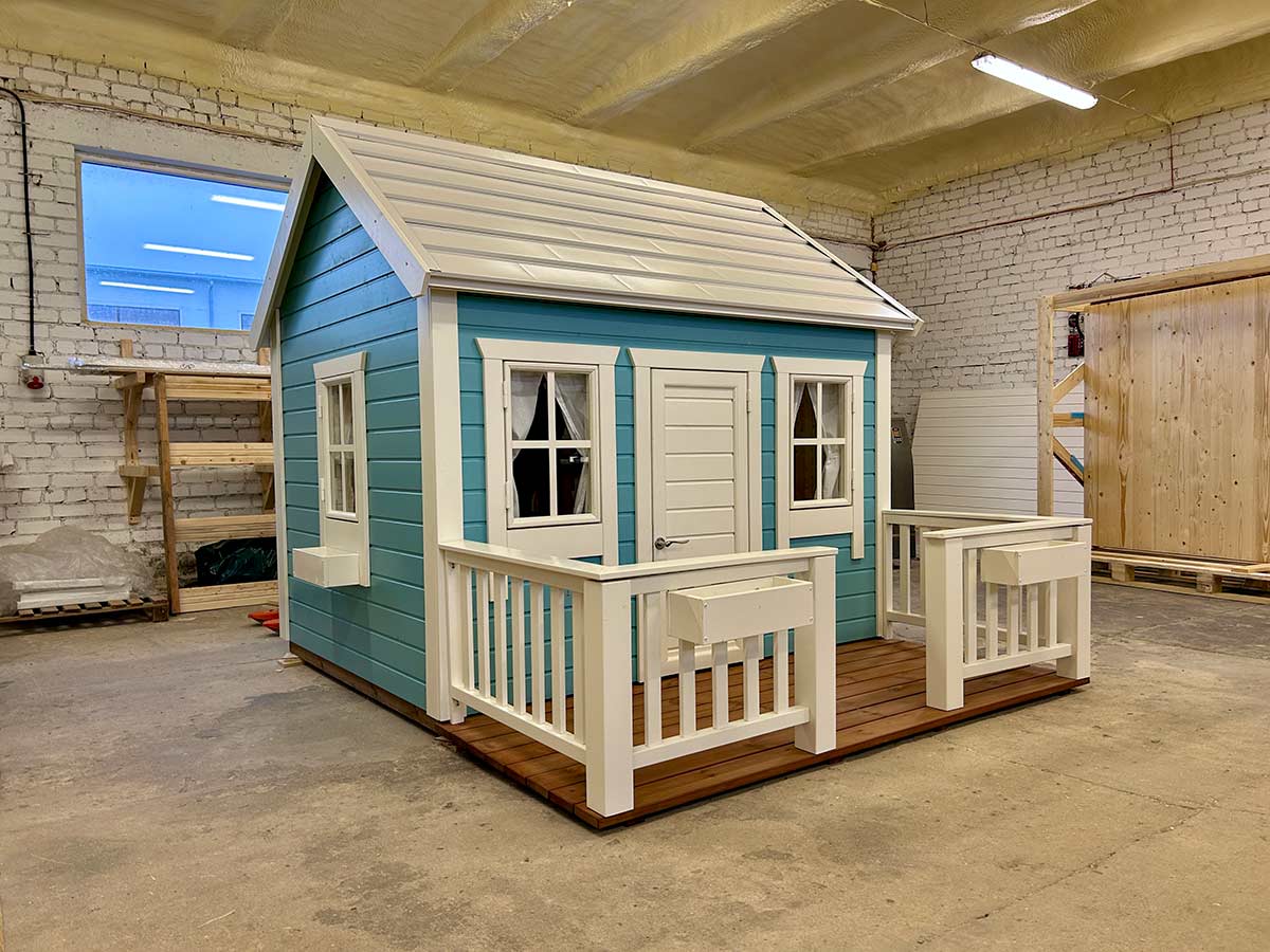 Blue Jay 6x8 Blue Wooden Kids Playhouse with Loft