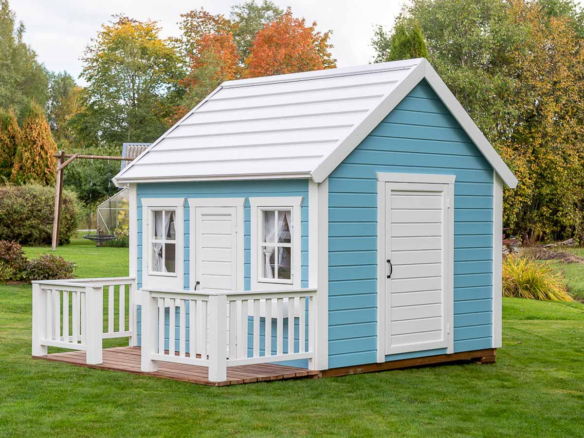 Bluebird 8x8 Blue Wooden Kids Playhouse with Loft (view 2)