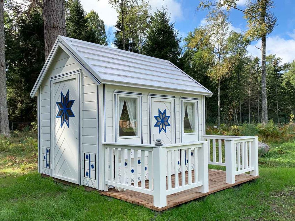 Cornflower 6x8 Blue Wooden Kids Playhouse with Loft