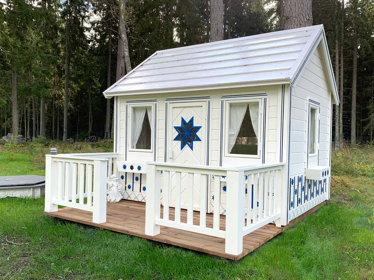 Cornflower 6x8 Blue Wooden Kids Playhouse with Loft (view 2)