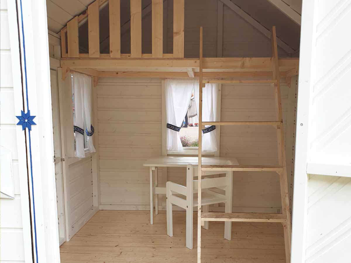 Cornflower 6x8 Blue Wooden Kids Playhouse with Loft (view 3)