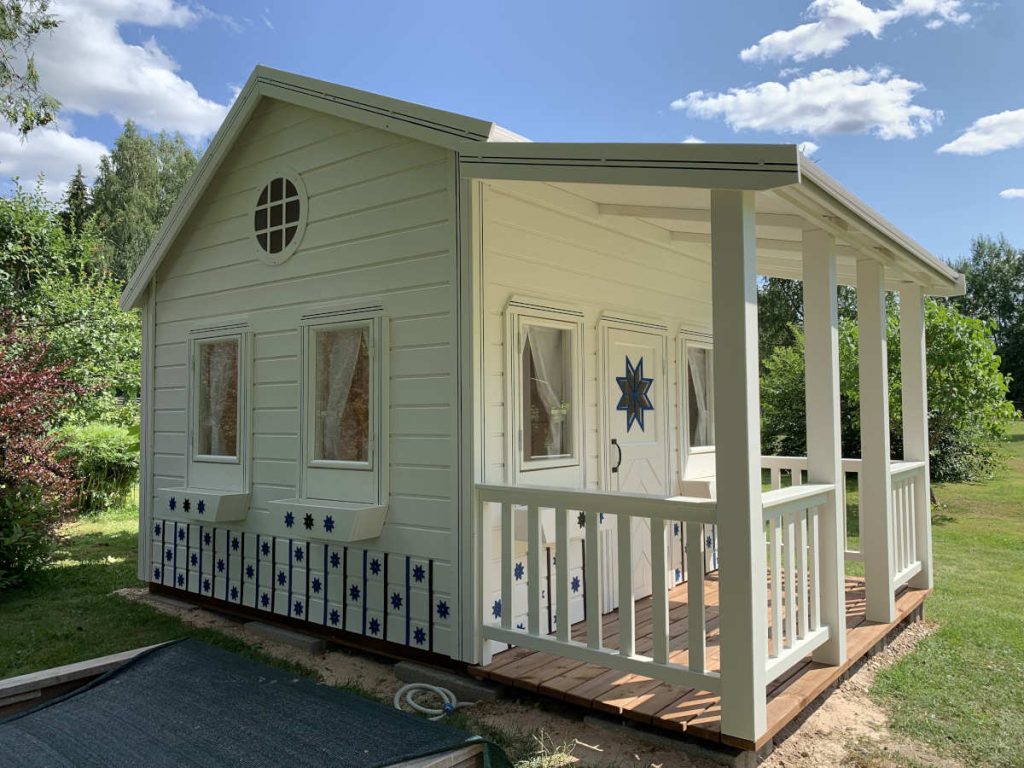 Countryside 8x8 Wooden Kids Playhouse with Covered Terrace