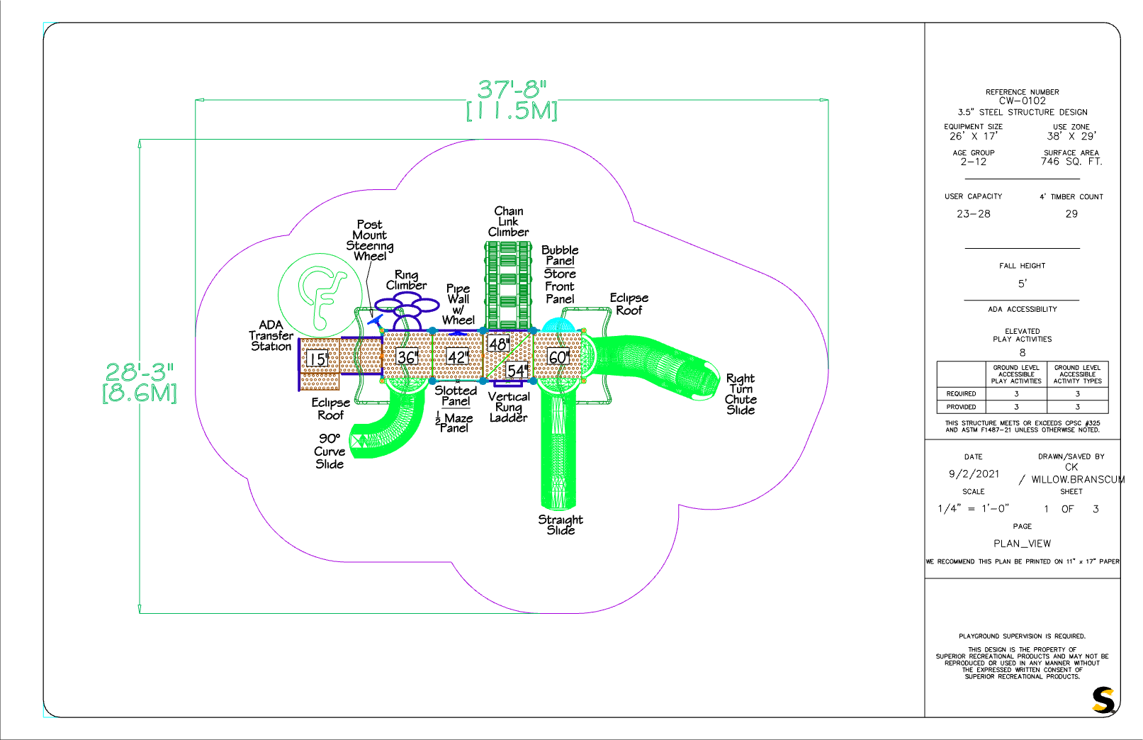 CW-0103 Commercial Modular Play Structure | Ages 2-12 | Capacity 30-35 (view 3)