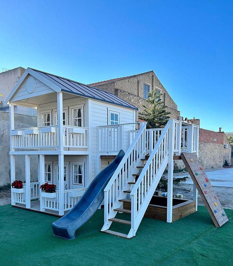 Fairy Tale Haven 8x8 Two Story Wooden Kids Playhouse with Covered Balconies (view 2)