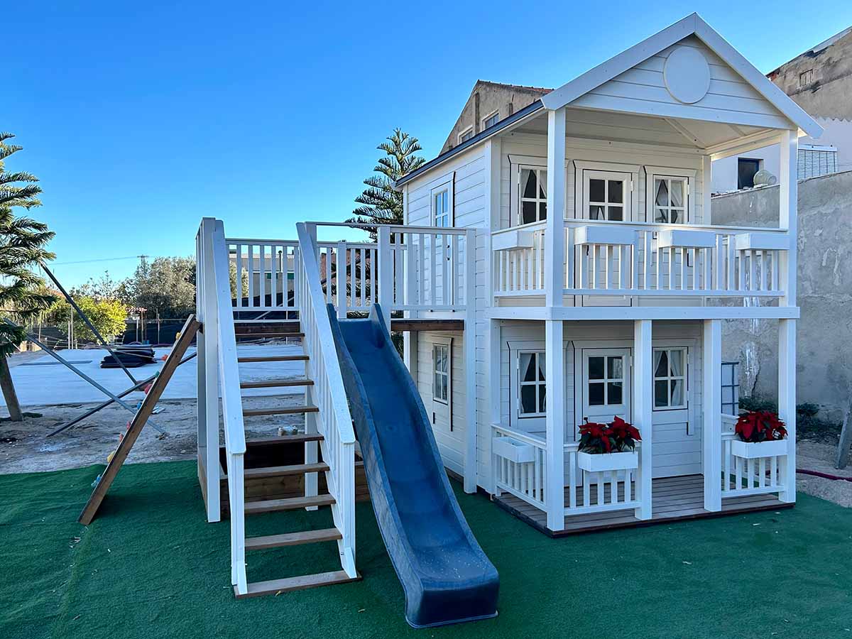 Fairy Tale Haven 8x8 Two Story Wooden Kids Playhouse with Covered Balconies (view 4)