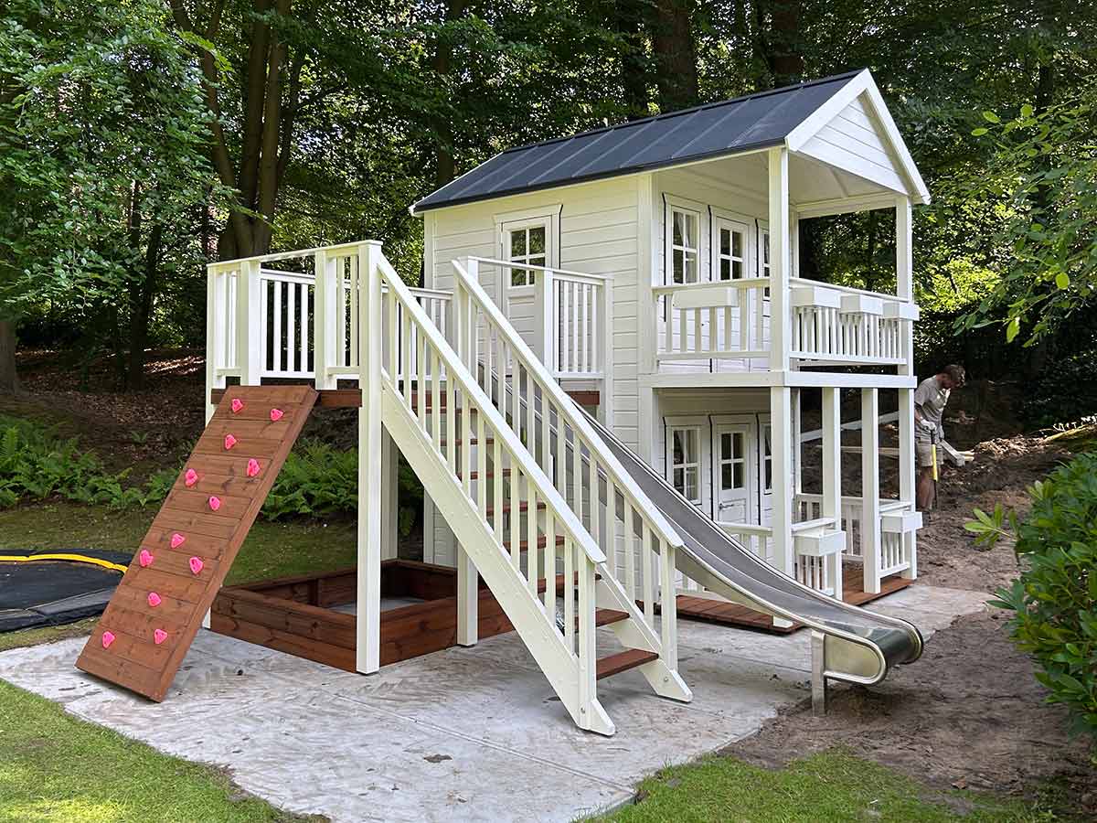 Fairy Tale Haven 8x8 Two Story Wooden Kids Playhouse with Covered Balconies (view 6)