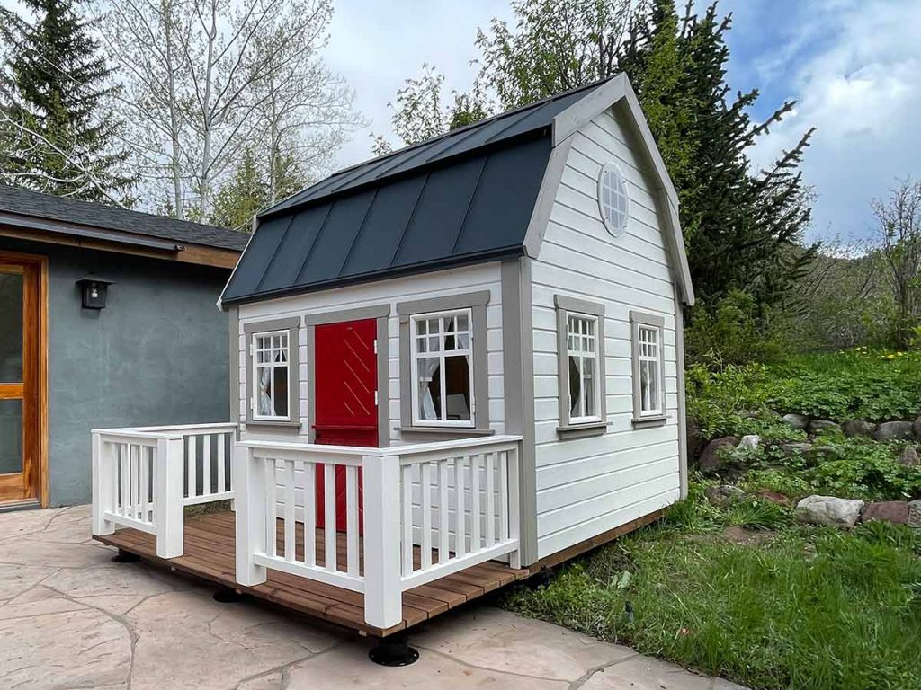 Farmhouse 8x8 Wooden Kids Playhouse with Loft and Porch