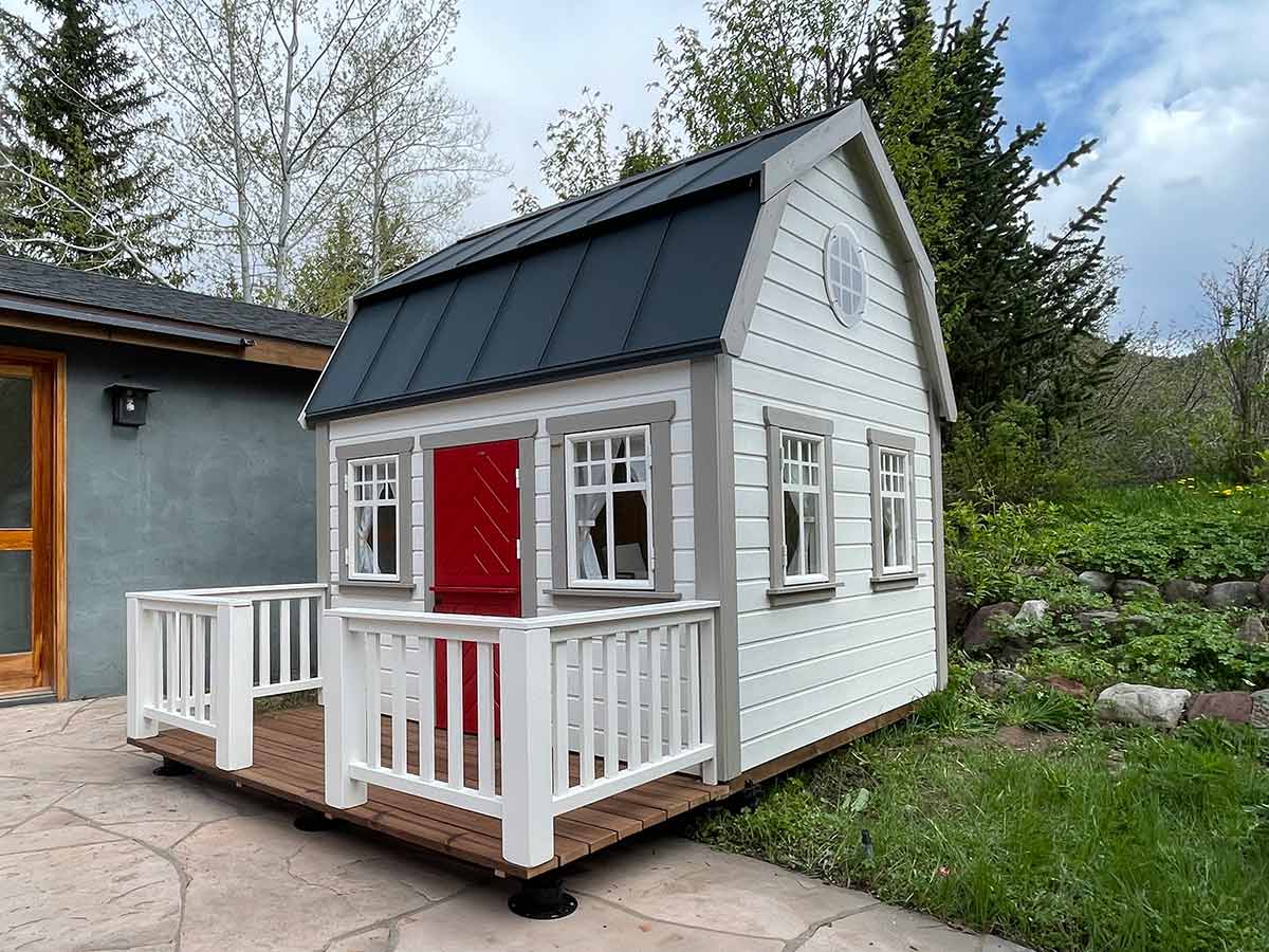 Farmhouse 8x8 Wooden Kids Playhouse with Loft and Porch