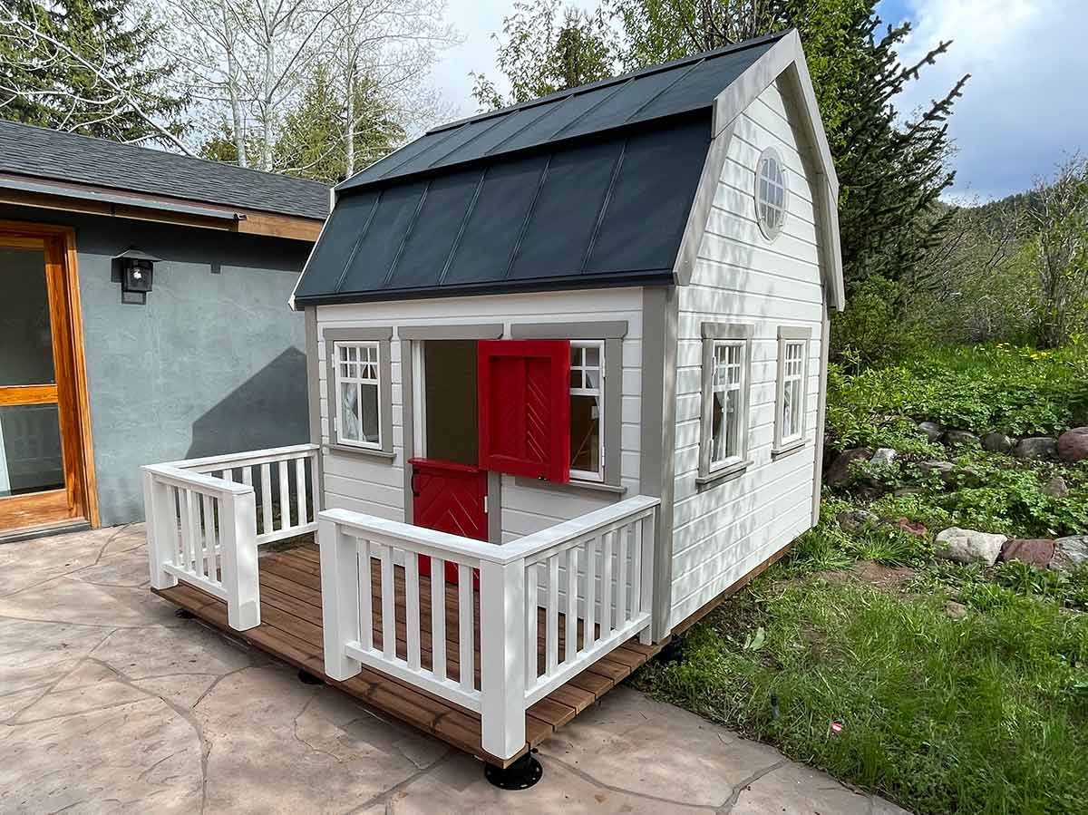 Farmhouse 8x8 Wooden Kids Playhouse with Loft and Porch (view 2)