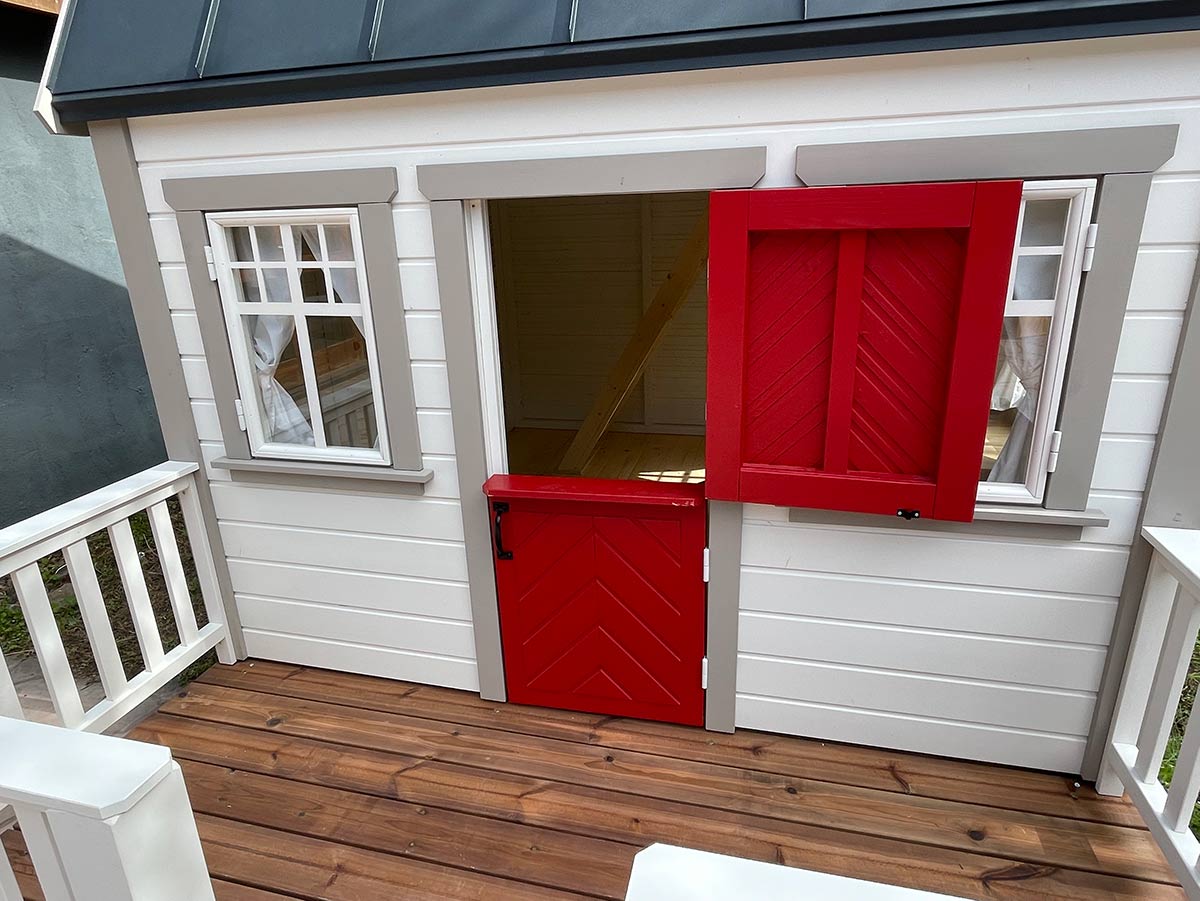 Farmhouse 8x8 Wooden Kids Playhouse with Loft and Porch (view 3)