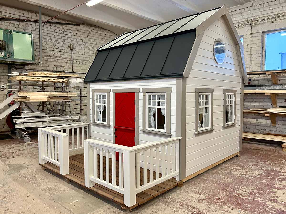 Farmhouse 8x8 Wooden Kids Playhouse with Loft and Porch (view 4)