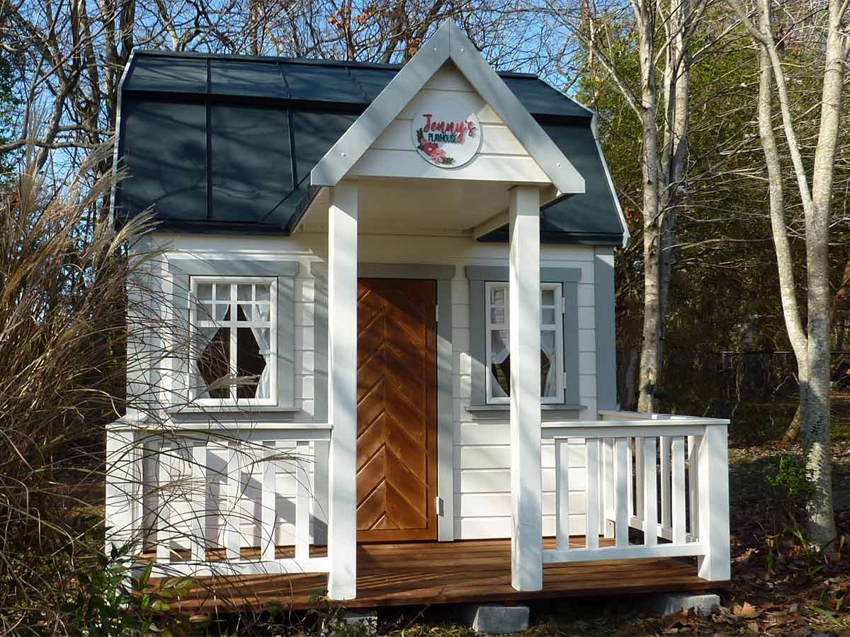 Grand Farmhouse 8x8 Wooden Kids Playhouse with Loft and Covered Porch