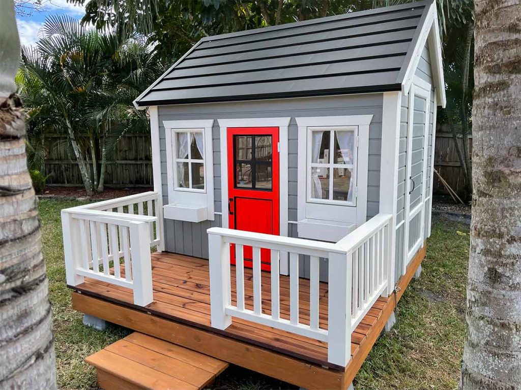 Kids Cave 6x8 Superhero Wooden Playhouse with Loft