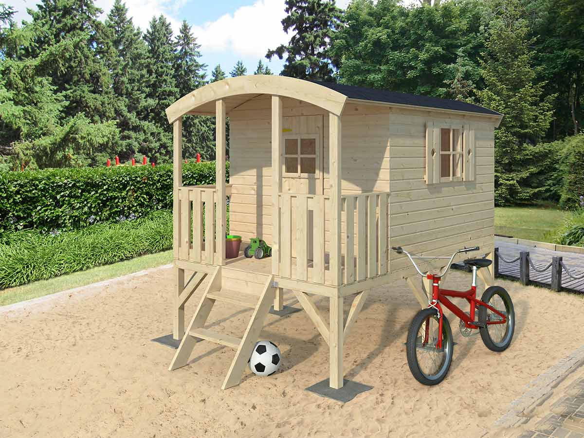 Little Bungalow DIY Wooden Playhouse Kit on Stilts (view 2)