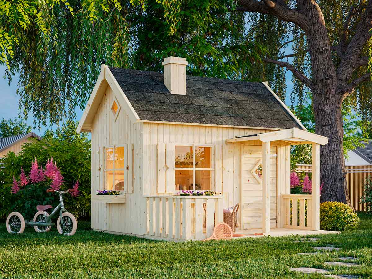 Little Cottage DIY Wooden Playhouse Kit with Terrace (view 2)