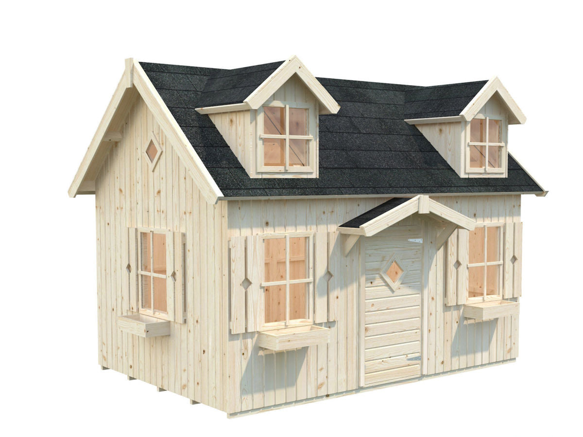 Little Farmhouse DIY Wooden Playhouse Kit with Loft