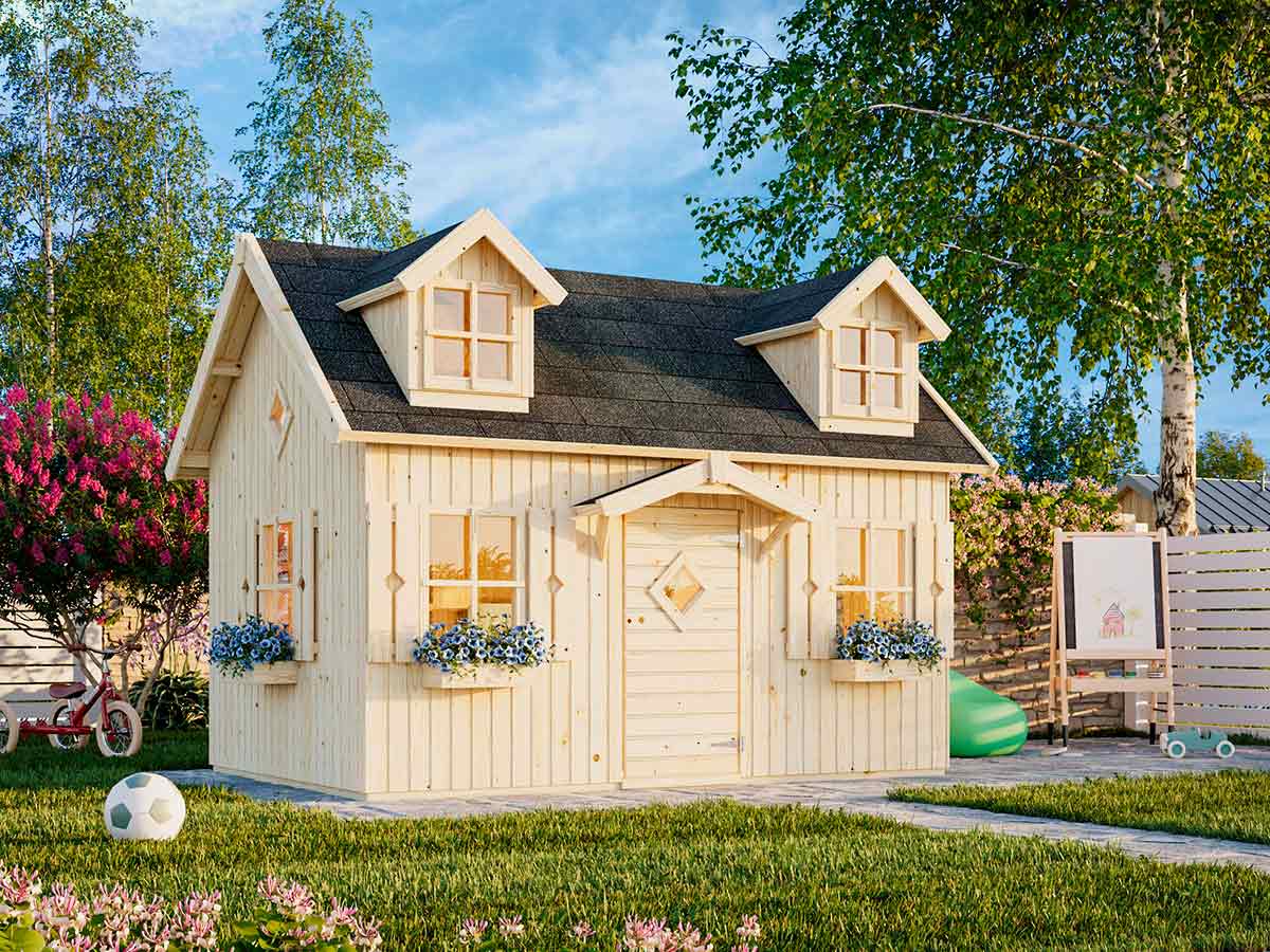 Little Farmhouse DIY Wooden Playhouse Kit with Loft (view 2)