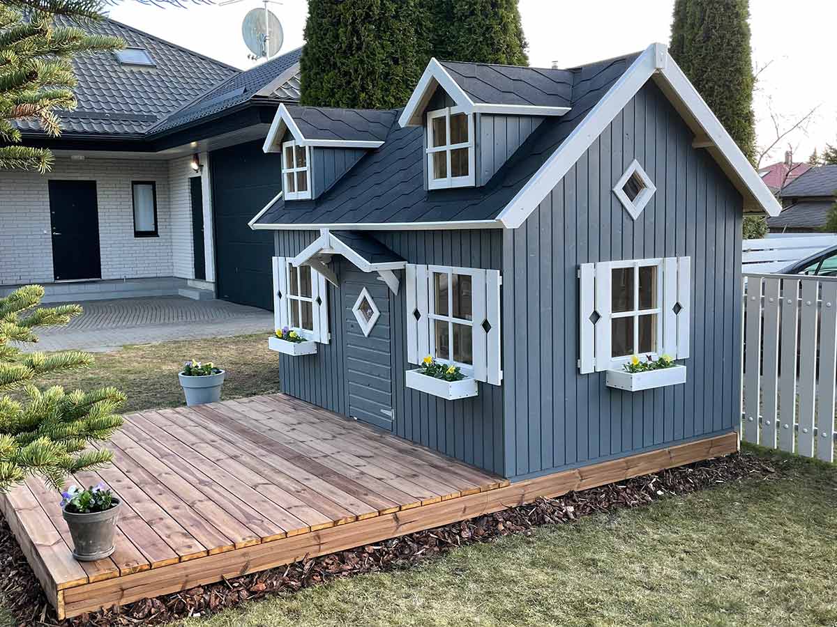 Little Farmhouse DIY Wooden Playhouse Kit with Loft (view 4)