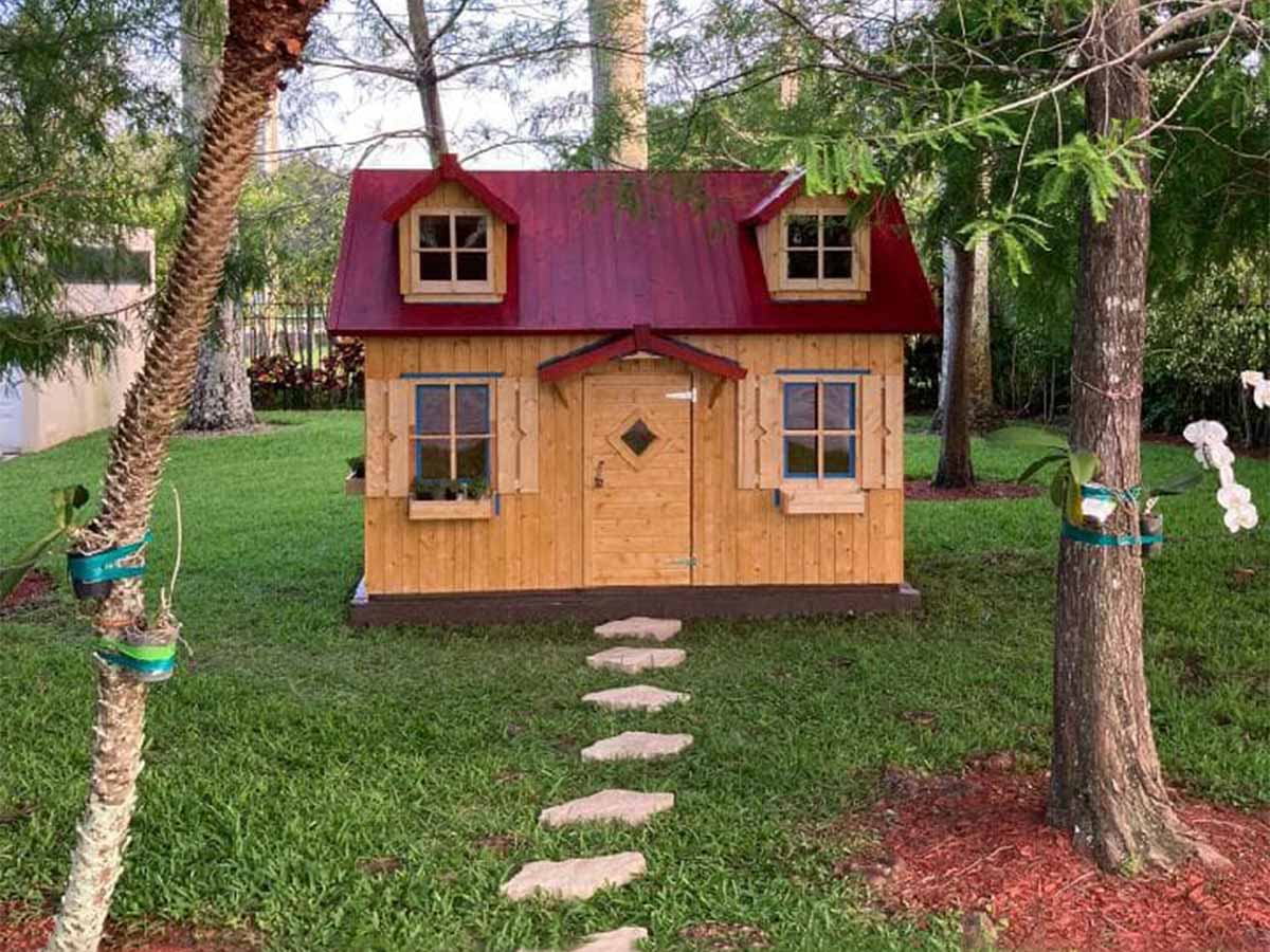 Little Farmhouse DIY Wooden Playhouse Kit with Loft (view 6)