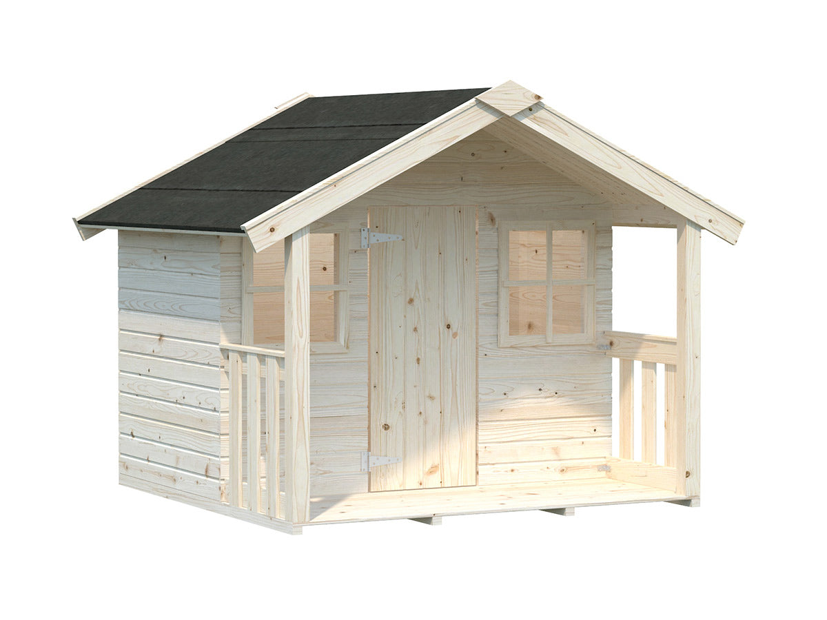 Little Hideaway DIY Wooden Playhouse Kit with Covered Porch