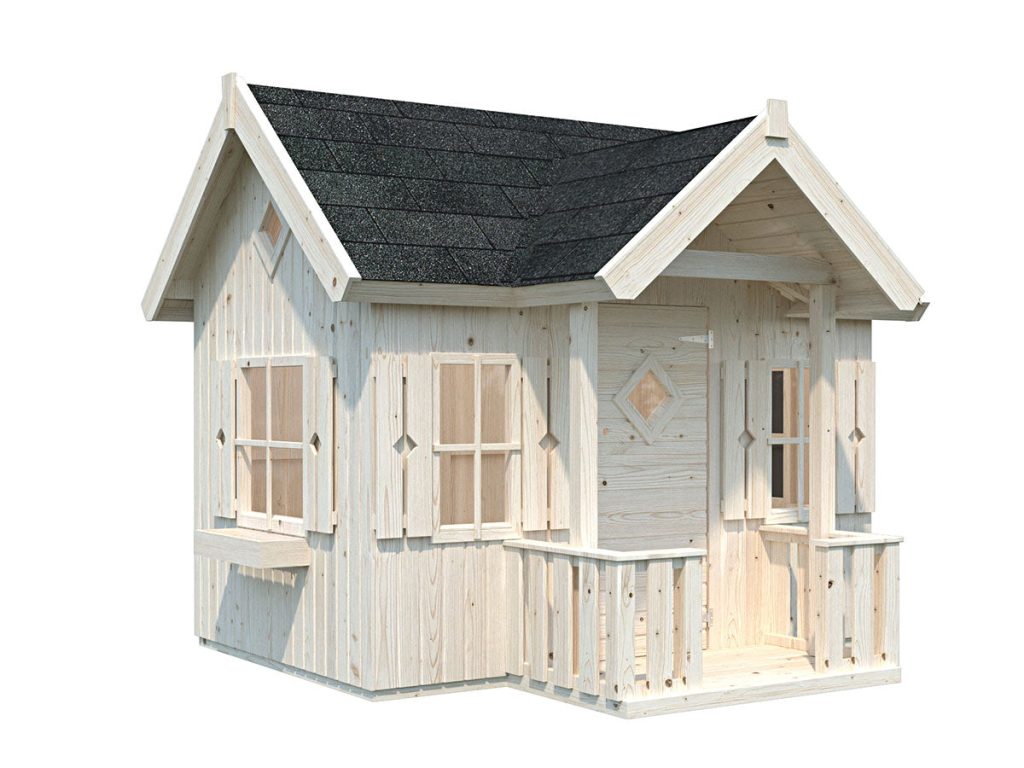 Little Residence DIY Wooden Playhouse Kit with Canopy Terrace