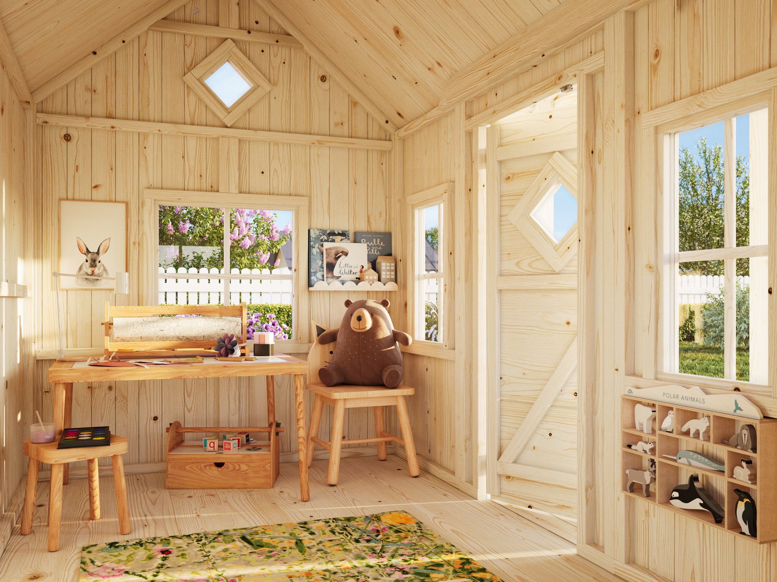 Little Residence DIY Wooden Playhouse Kit with Canopy Terrace (view 3)