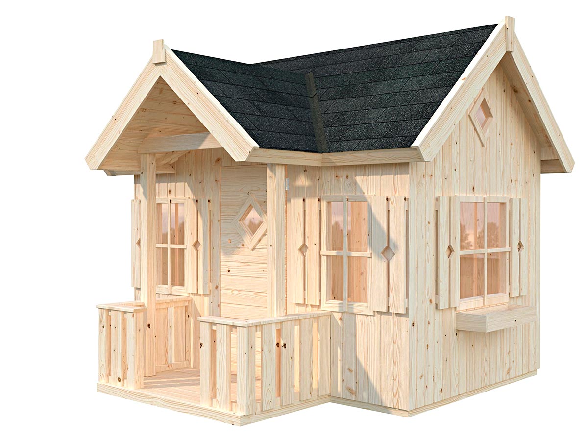 Little Residence DIY Wooden Playhouse Kit with Canopy Terrace (view 4)