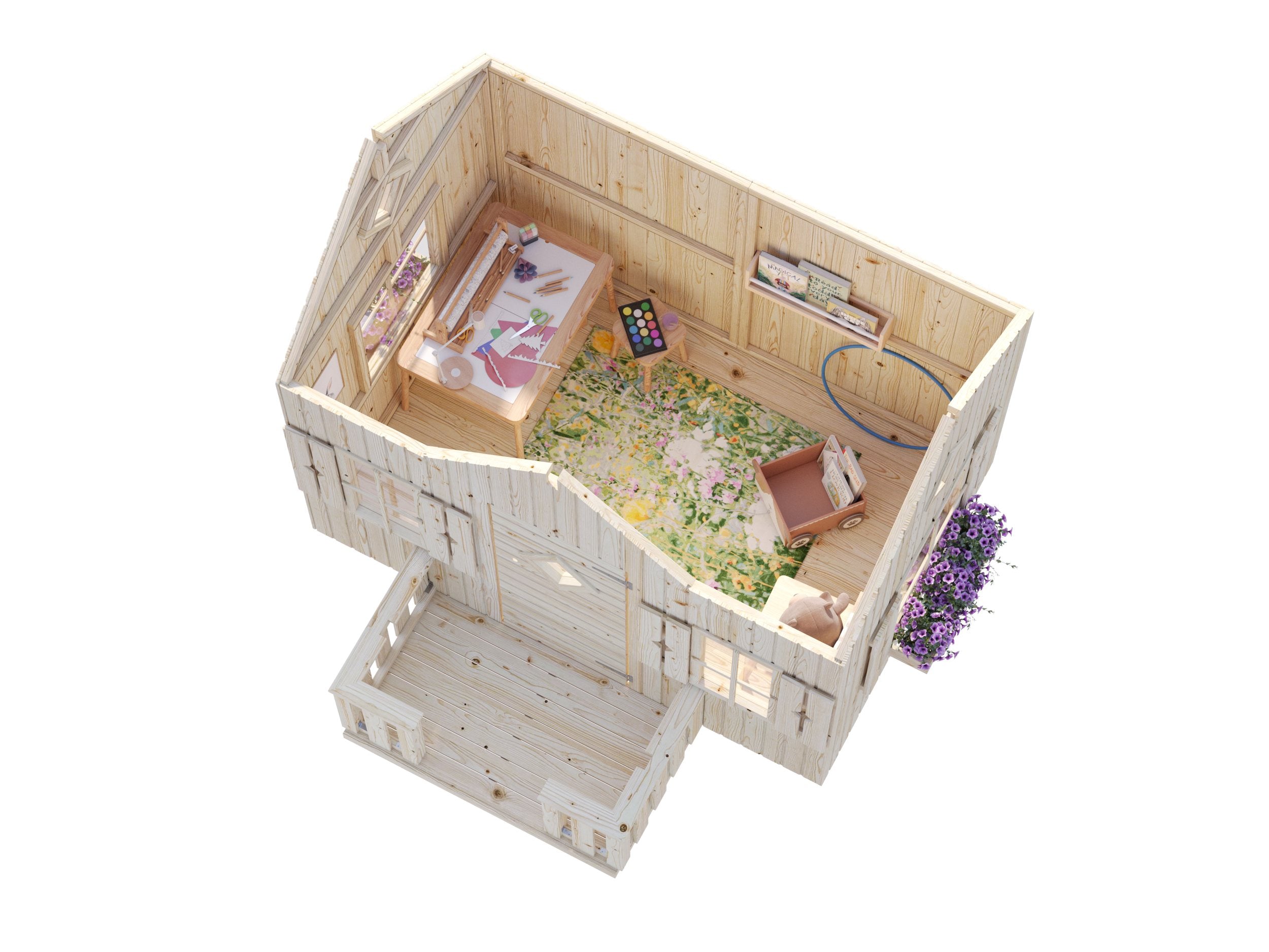 Little Residence DIY Wooden Playhouse Kit with Canopy Terrace (view 5)