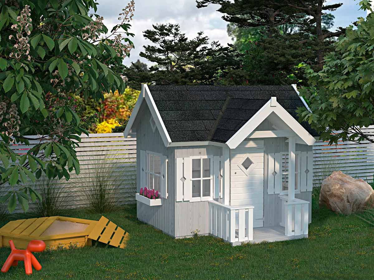 Little Residence DIY Wooden Playhouse Kit with Canopy Terrace (view 6)