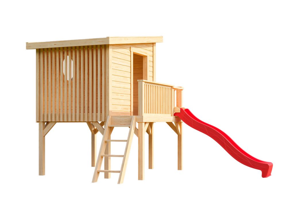 Little Tower DIY Wooden Playhouse Kit on Stilts with Slide
