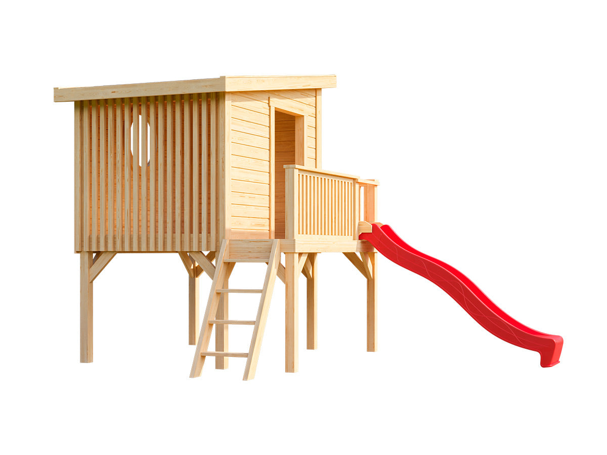 Little Tower DIY Wooden Playhouse Kit on Stilts with Slide