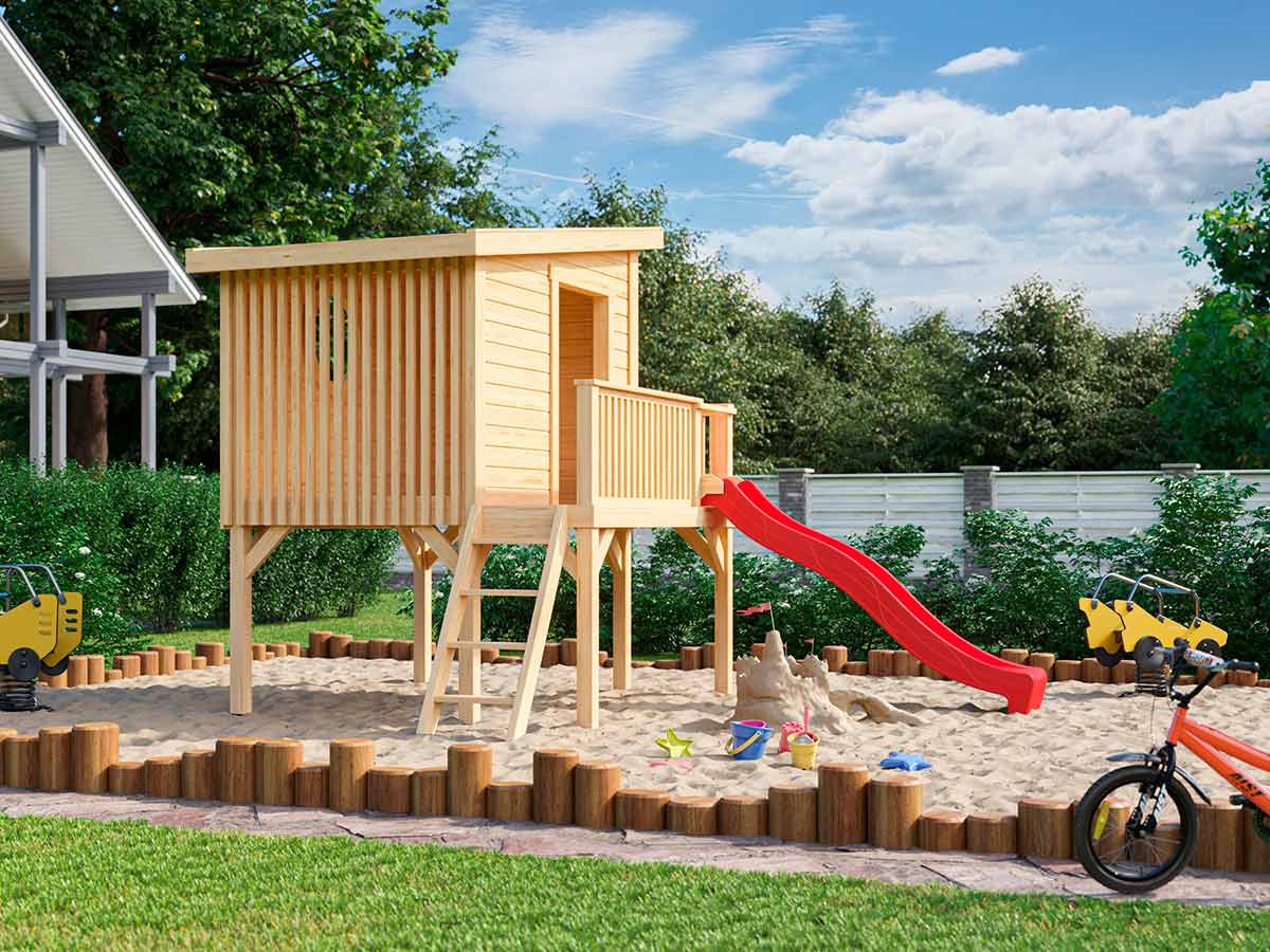 Little Tower DIY Wooden Playhouse Kit on Stilts with Slide (view 2)