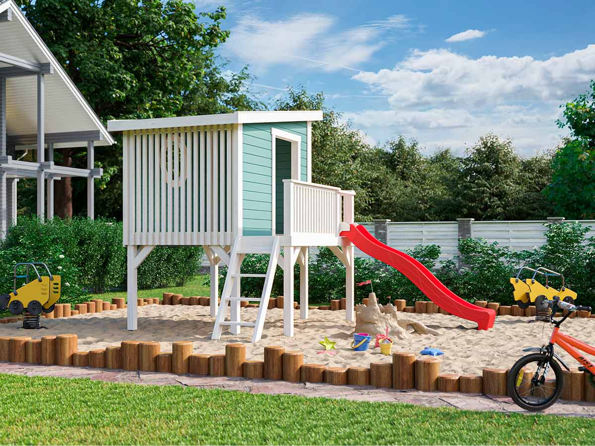 Little Tower DIY Wooden Playhouse Kit on Stilts with Slide (view 3)