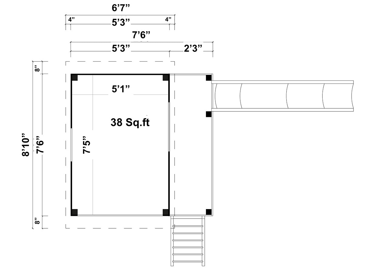 Little Tower DIY Wooden Playhouse Kit on Stilts with Slide (view 5)