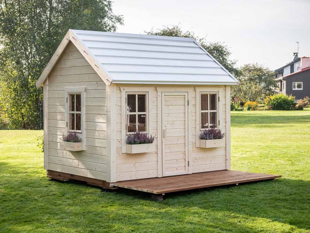 Natural Wonder 6x8 Unfinished Wooden Kids Playhouse with Loft
