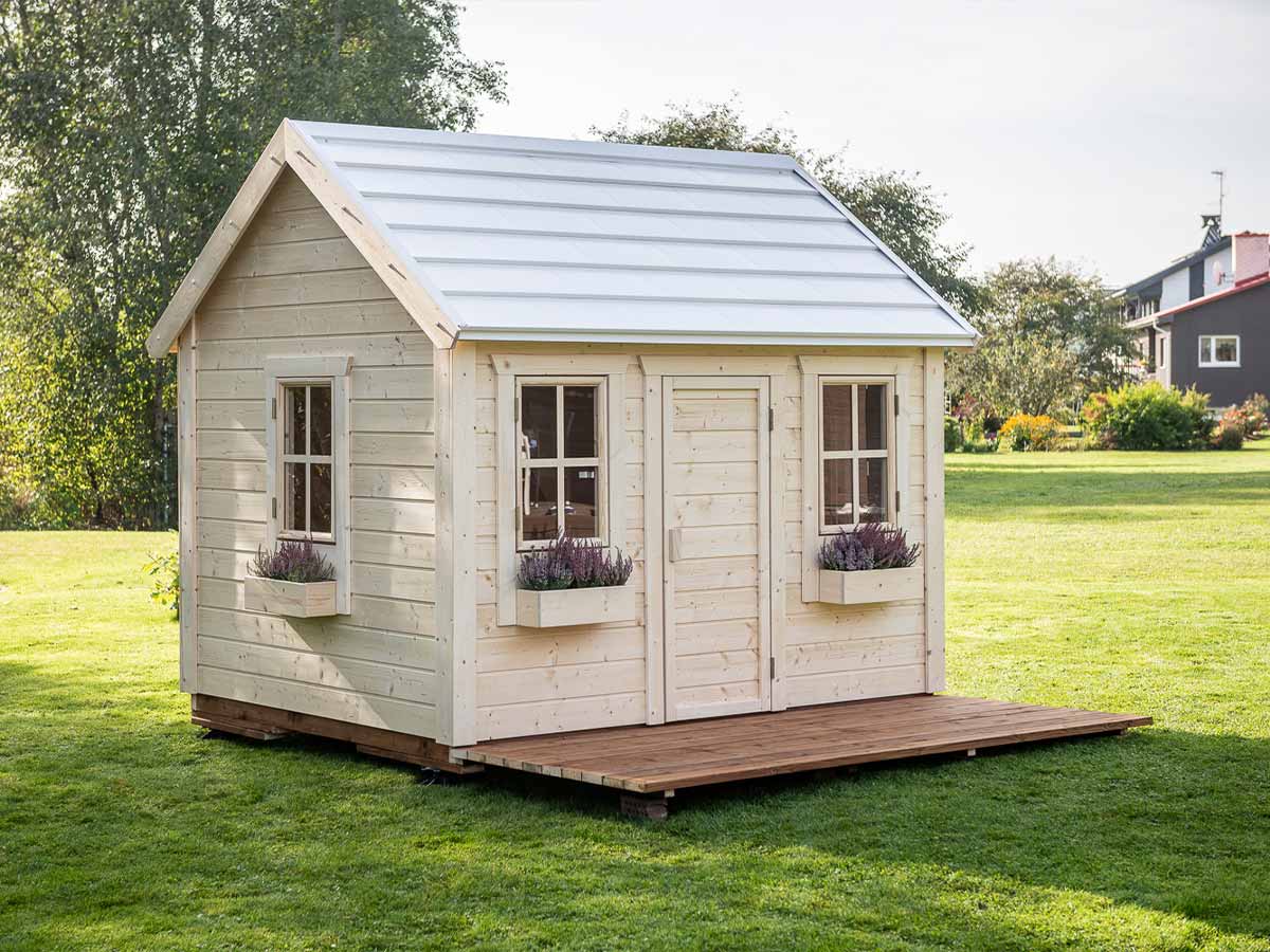 Natural Wonder 6x8 Unfinished Wooden Kids Playhouse with Loft