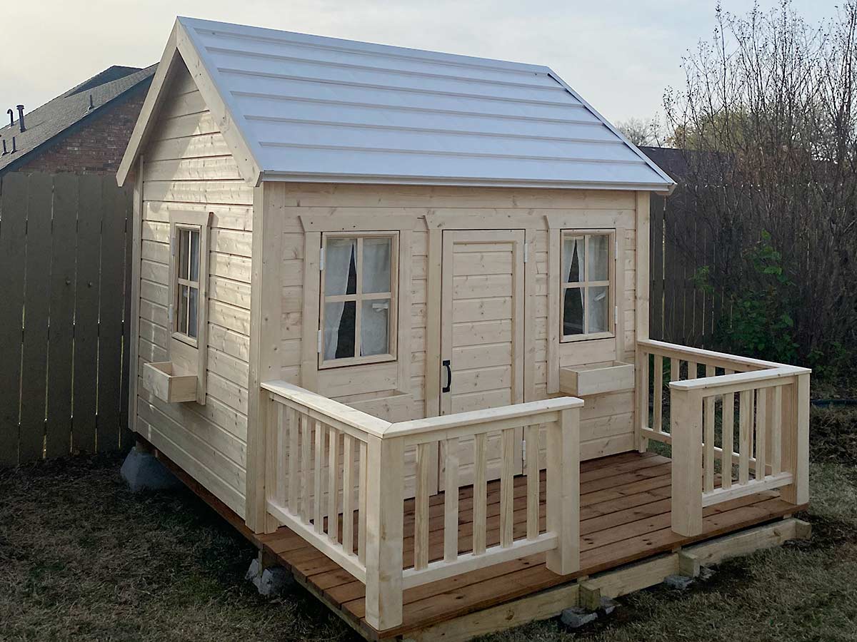 Natural Wonder 6x8 Unfinished Wooden Kids Playhouse with Loft (view 2)