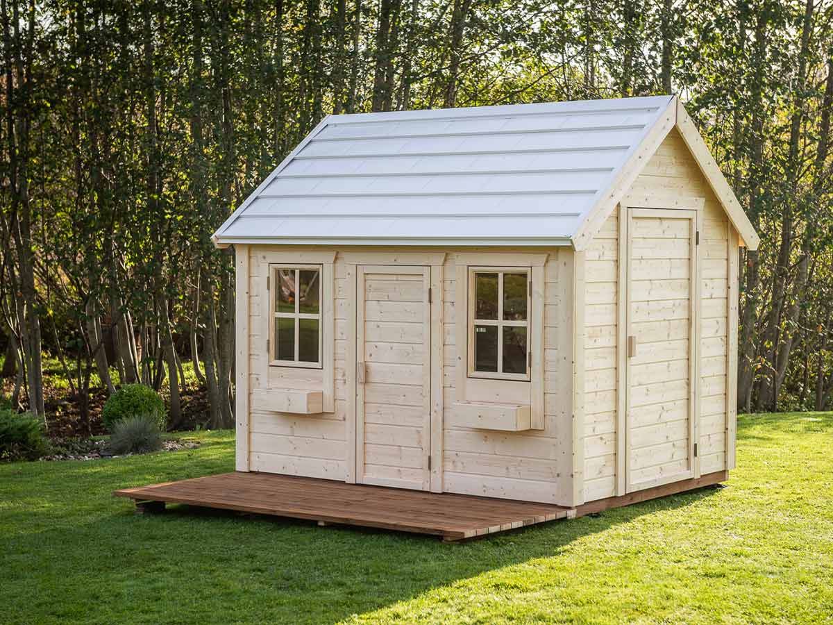 Natural Wonder 6x8 Unfinished Wooden Kids Playhouse with Loft (view 3)