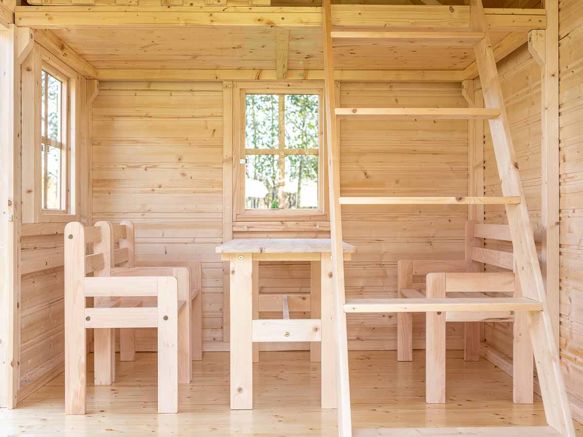 Natural Wonder 6x8 Unfinished Wooden Kids Playhouse with Loft (view 4)
