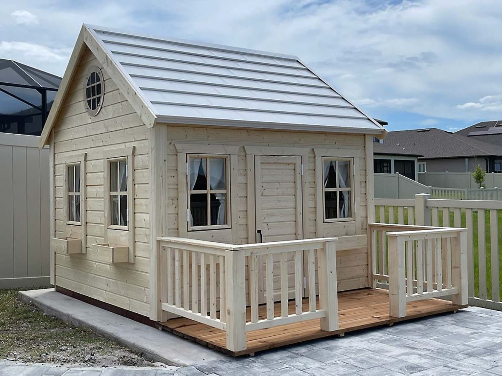 Natural Wonder 8x8 Unfinished Wooden Kids Playhouse with Loft