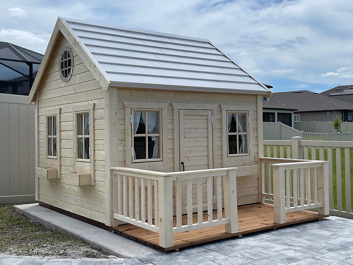 Natural Wonder 8x8 Unfinished Wooden Kids Playhouse with Loft